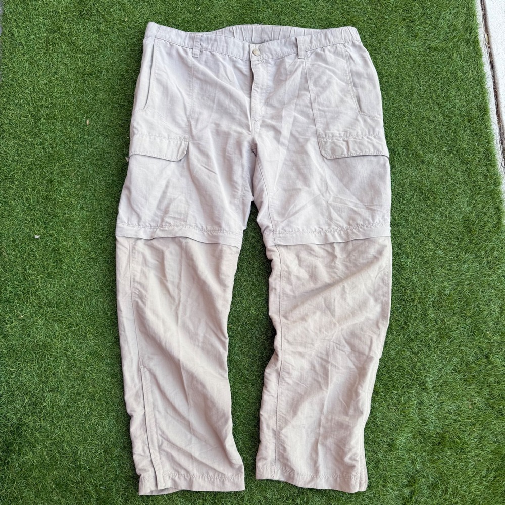The North Face Mens XL Convertible Cargo Hiking Pants Tan‎ Zip Off Gopcore Baggy